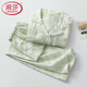 浪莎（LangSha）國風(fēng)花邊睡衣女生純棉紗布清新綠色長(cháng)袖長(cháng)褲薄款可外穿家居睡眠服 江南煙色 M (90-110斤)