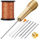 其他品牌皮革縫紉套盒多功能鞋修理工具包手工打孔縫合針縫紉皮革 【棕線(xiàn)50米】+把手+4枚鋼針