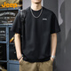 JEEP吉普短袖t恤男夏季美式潮牌男士寬松休閑圓領(lǐng)上衣服男裝 黑色 XL