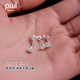 PWL999足銀圓形微鑲耳骨釘女螺絲擰扣睡覺(jué)免摘養耳洞迷你小耳釘耳飾 超閃養耳釘【999足銀】
