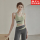 何佳功瑜伽服套裝女春夏運動(dòng)內衣背心時(shí)尚防震聚攏 灰湖藍背心+灰湖藍拼接長(cháng)褲 S 【建議80-90斤】