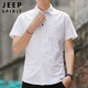 JEEP SPIRIT吉普短袖襯衫男夏季韓版休閑襯衣男士簡約外套男裝 白色 XL