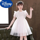 迪士尼（Disney）夏季短袖公主裙6歲兒童連衣裙六一舞蹈表演白紗裙合唱禮服 2153蕾絲花邊 白色-夏款短袖 140 建議身高125-135厘米