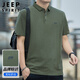 JEEP SPIRIT吉普短袖T恤男夏季休閑POLO打底衫工作服上衣服 軍綠色 XL