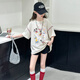 巴萊恩娜女童短袖T恤夏裝2025新款兒童夏季棉質(zhì)上衣女大童女孩半袖體恤衫 杏色 160 cm