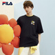 FILA X TIM LAHAN斐樂(lè )情侶短袖T恤男女夏季新款半袖寬松運動(dòng)上衣 正黑色-BK M 170/92A/M