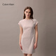 Calvin KleinJeans【防曬】25夏季女士ck休閑氣質(zhì)通勤針織短袖連衣裙47AB010 LN4-牡丹粉 M