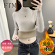 斐特瑪秋冬加絨毛衣女加厚一體絨內(nèi)搭半高領(lǐng)套頭打底針織衫保暖上衣 燕麥色（加厚一體絨） XL