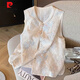 皮爾卡丹（PIERRE CARDIN）新中式國風(fēng)馬甲女夏季蕾絲提花刺繡馬夾背心復(fù)古圓領(lǐng)無袖坎肩外套 圖片色 L 建議110-125斤