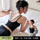 如鉆美背吊帶背心女內搭帶胸墊文胸一體夏外穿u型內衣抹胸打底上衣 黑色 M 【適合95-110斤】