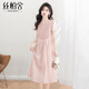 絲柏舍V領(lǐng)連衣裙2026夏季新款女裝清新甜美簡(jiǎn)約短袖收腰中長(cháng)裙