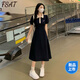 FSATpolo領(lǐng)連衣裙少女夏裝2025新款初中高中學(xué)生學(xué)院風(fēng)運動(dòng)收腰長(cháng)裙子 藏藍色【版:高端:夏天穿搭:女孩: L