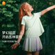 moodytiger女童短袖T恤速干吸汗25年夏季新品兒童T恤高彈柔軟印花運(yùn)動(dòng)上衣