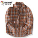 啄木鳥(niǎo)高級感復古格子長(cháng)袖襯衫男春秋款韓版潮流休閑港風(fēng)寬松款襯衣外套 C2160咖灰格 5XL