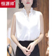 恒源祥法式白色襯衫女士大碼顯瘦夏季設計感洋氣減齡木耳邊v領(lǐng)無(wú)袖上衣 白色【今年流行女裝//打底衫】 XL 建議118-136斤