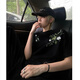 趣米樂(lè) 美式刺繡高街短袖t恤男夏季hiphop潮牌體恤衫情侶百搭痞帥半截袖 黑色 XL