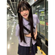 九寸陽光jk制服三件套裝女泰式校服襯衫裙子領(lǐng)結(jié)學(xué)院風班服女夏高中畢業(yè)服 淡紫色 （襯衫+黑裙+領(lǐng)結(jié)） M （推薦體重90-100斤）