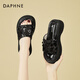 達(dá)芙妮（DAPHNE）高級(jí)感時(shí)尚亮片涼拖鞋女夏季外穿百搭沙灘鞋一字拖鞋女 黑色  38 