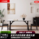 意式極簡實木巖板餐桌小戶型家用長方形現(xiàn)代簡約法式侘寂風(fēng)餐桌椅 飛鴉一桌4椅+船槳餐椅 150x80x75cm