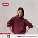Levi's李維斯女士美式寬松時(shí)尚休閑簡(jiǎn)約袋鼠兜抽繩連帽套頭衛(wèi)衣 酒紅色 L