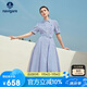 Navigare意大利小帆船女X版短袖連衣裙通勤條紋襯衫裙2322875515 藍(lán) XL 
