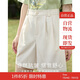 茵曼（INMAN）百搭休閑褲女春夏季舒適高腰遮胯顯瘦A字短褲子 淺杏色 28 