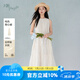 片斷連衣裙女2025夏季新款圓領(lǐng)度假風(fēng)月光裙優(yōu)雅小個(gè)子收腰背心裙 米白 S