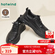 熱風(fēng)（Hotwind）男鞋2025年春季新款男時(shí)尚休閑鞋厚底板鞋戶(hù)外百搭運動(dòng)小白鞋 01黑色 牛頭層皮革 43 265mm