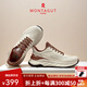 夢(mèng)特嬌（MONTAGUT）網(wǎng)面鞋男鞋春夏新款輕薄透氣跑步運(yùn)動(dòng)鞋男士潮流百搭軟底休閑鞋子 米色(皮鞋碼) 43