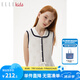 ELLE KIDS童裝 天絲晴棉蝴蝶結(jié)鉤針背心裙女童春季新款針織連衣裙 奶白色 140