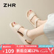 ZHR涼鞋女夏季簡(jiǎn)約配裙子女鞋魔術(shù)貼軟底休閑鞋子女 CE81 米色  38 