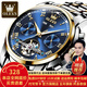 歐利時（OLEVS）瑞士認(rèn)證品牌手表男機(jī)械表全自動夜光防水多功能男士手表高檔男表 OLEVS-6607-鋼帶間藍(lán)