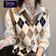 矜持范馬甲女2025秋冬新款韓版背心洋氣學(xué)院風(fēng)毛衣針織馬夾 杏色/精致軟糯洋氣款 S 【建議7590斤】
