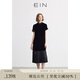 EIN言輕禮服新中式立領(lǐng)流光絲絨花邊拼接旗袍連衣裙 2025夏新款 石墨黑 L
