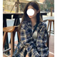 POUM冪式穿搭格子襯衫男女同款慵懶風(fēng)復(fù)古寬松情侶開衫襯衣外套上衣服 MBFS-C02藍色 XL