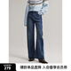 ELLE復古顯瘦高腰牛仔褲女2024冬季新款休閑香蕉褲設計感小眾褲子 牛仔藍 M