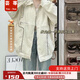 蕓蕁外套女2025新款oversize短外套女美式復(fù)古棒球服寬松國(guó)潮外套女春 秋款里布款春-米白 【面料】 S 【建議80斤-100斤】