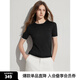 ELLE【100%綿羊毛】灰色假兩件圓領(lǐng)毛針織衫女2024夏新款薄款毛衣 黑色 M