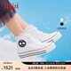 艾今（IIJIN）官方新款7.5cm厚底內(nèi)增高經(jīng)典帆布高幫鞋休閑鞋女AF00710DBU 白色 36