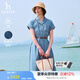 哈吉斯（HAZZYS）女裝 夏季女士【PHIZ系列】連肩收腰牛仔連衣裙女 淺藍(lán)色LL L (165/88A 40)