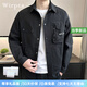 Wirpta高端品牌夾克外套男秋季新款休閑工裝翻領(lǐng)襯衫多口袋上衣外套 黑色 （現貨速達） M （適合90-120斤）