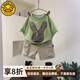 G.DUCKKIDS小黃鴨童裝男童夏季套裝男孩夏天短袖寶寶潮酷痞帥夏裝薄款衣服 牛油果綠色套裝 120 (建議105-115cm 4-5.2周歲)