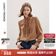 朗姿宮廷風(fēng)法式復(fù)古設(shè)計(jì)感立領(lǐng)襯衣女上衣氣質(zhì)春季新款襯衫 駝色 S