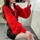 春裝純色大碼燈籠袖襯衫2025新款女襯衣名媛珍珠裝飾V領(lǐng)雪紡上衣 紅色 獨家實(shí)拍 非低價(jià)劣質(zhì)盜版 均碼  建議體重80-145斤穿