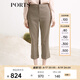 PORTS寶姿女裝 秋冬新品新款修身顯瘦寬腳口休閑褲SL9P021LFQ042 棕色格子 XS (2)