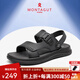 夢特嬌（MONTAGUT）涼鞋男夏季2024新款防臭男士真皮沙灘鞋男外穿開車休閑涼拖鞋子男 黑灰-頭層牛皮（皮鞋碼） 43