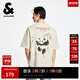 杰克·瓊斯（JACK&JONES）男裝25年棉質(zhì)涼感短袖T恤男士夏季潮流寬松卡通熊貓印花半袖t恤 A08云米色 寬松版，卡碼拍小 M 175