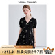 VEGA CHANG連衣裙女2025夏季新款小個(gè)子高級氣質(zhì)法式刺繡收腰顯瘦小黑裙 雛菊黑 M
