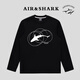 大青鯊 AIR SHARK正品鯊魚(yú)長(cháng)袖T恤男秋季新款高端創(chuàng  )意設計上衣重磅寬松休閑情侶衫 黑色長(cháng)袖 M