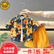 G.DUCKKIDS小黃鴨男童套裝夏季帥氣男寶寶衣服兒童夏裝中小童薄款花襯衫三件 襯衫-短褲兩件套 90 cm